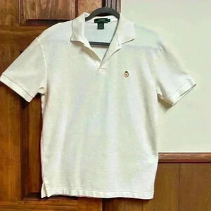 Lauren Ralph Lauren Cream Colored 3 Button Men Polo Shirt Size Small
